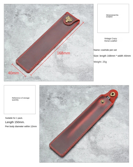 Кожаный чехол для одной ручки с клапаном на кнопке с деревцем