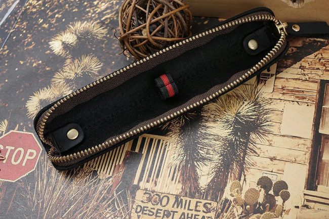 Кожаный чехол-сумка на молнии для одной ручки