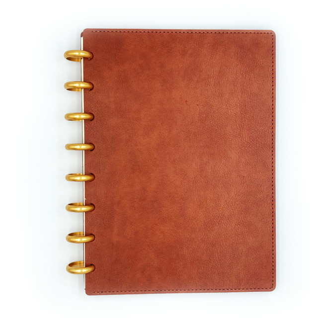 Блокнот на кольцах CCK Premium Коричневый с золотыми кольцами