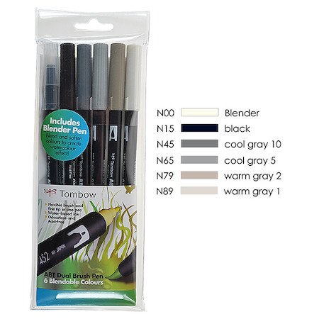 Набор маркеров Tombow ABT Dual Brush Pen Set 6шт Набор маркеров Tombow ABT Dual Brush Pen Set 6шт