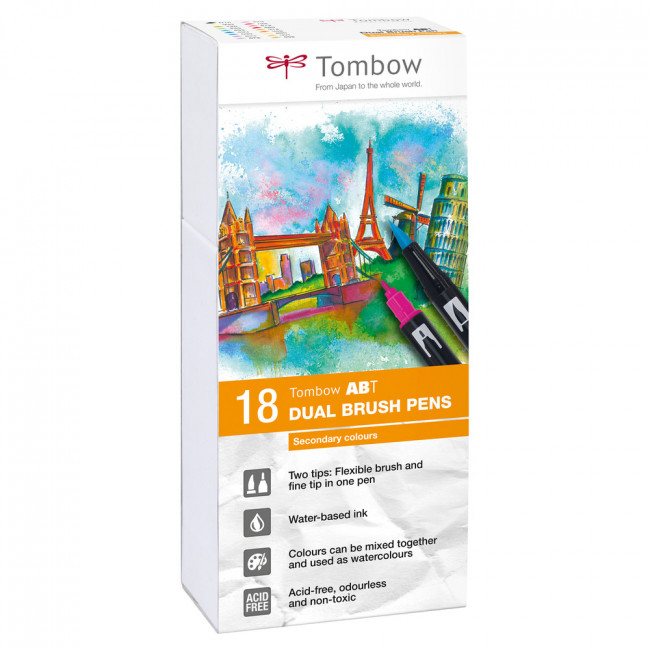 Набор маркеров Tombow ABT Dual Brush Pen Set 18шт Набор маркеров Tombow ABT Dual Brush Pen Set 18шт