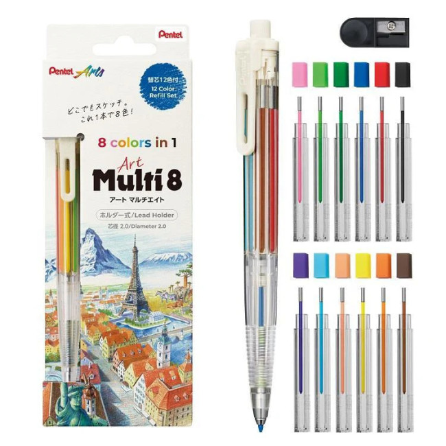 Мульти-карандаш Pentel Art Multi8 Lead Holder Set 2mm Мульти-карандаш Pentel Art Multi8 Lead Holder Set 2mm